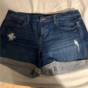 Old Navy Dark Blue Distressed Jean Shorts